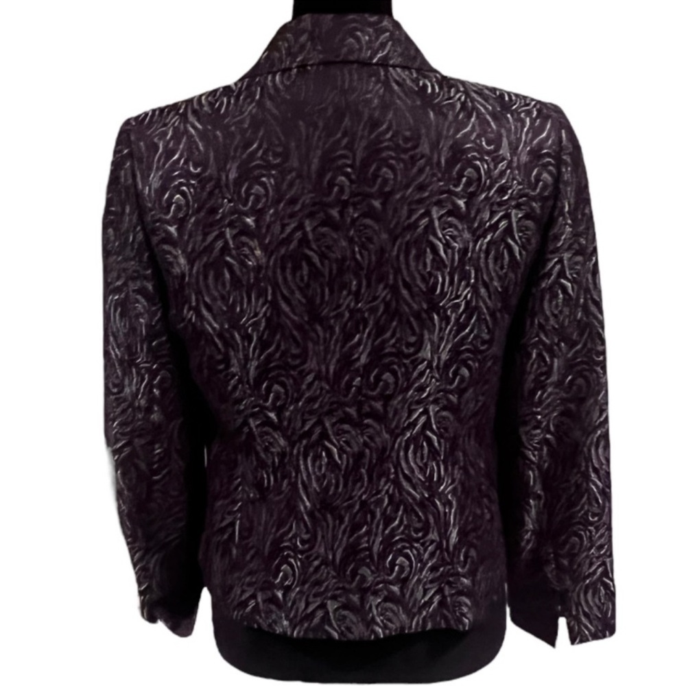 Le Suit Petite Metallic Jacquard Jacket Silver Black Size 10P - Picture 5 of 7